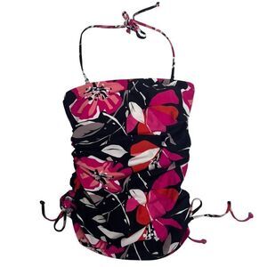 Hapari Womens Floral Print Halter Tankini Swim Top Multicolor Size Small